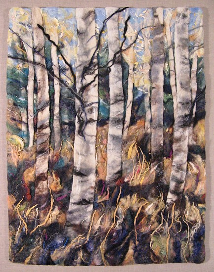 Pamela Husky, Autumn Aspens
Hand dyed, hand spun, hand felted wool and silk, 50 x 40 in. (127 x 101.6 cm)
HUS0022
$4,170
Gallery staff will contact you 72 hours after purchase regarding any additional shipping costs.