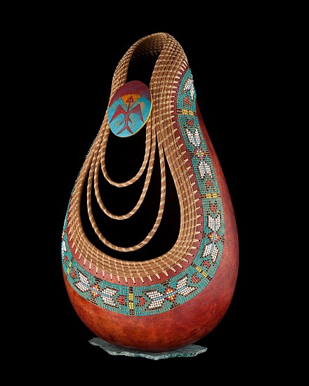 Judy Kelley, WATER BIRD SHIELD, 2015
Pine Needles, Mixed Media on Gourd, 18 x 9 in. (45.7 x 22.9 cm)
KELL044
$1,150
Gallery staff will contact you 72 hours after purchase regarding any additional shipping costs.