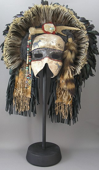 Diana J. Smith, MASK 99
Mixed Media, 22 x 19 x 8 in.
One-of-a-kind mixed media mask, hand built stoneware face, all natural materials
DSM086