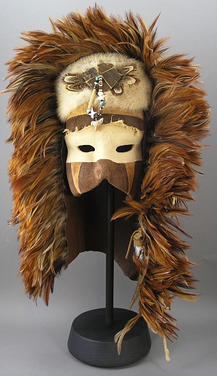 Diana J. Smith, MASK 98
Mixed Media, 24 x 14 x 12 in.
One-of-a-kind mixed media mask, hand built stoneware face, covered with leather, all natural materials
DSM094
