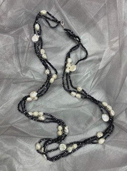 Stella Thomas Designs, 3 STRAND SWAROVSKI BLACK WITH PEARLS
Swarovski Crystals and Pearls
THOM326
$600
Gallery staff will contact you 72 hours after purchase regarding any additional shipping costs.