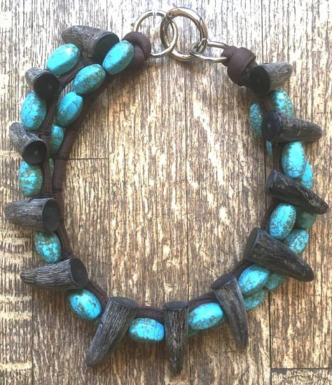 Stella Thomas Designs, HORNTIPS & TOURQUOISE BEADS NECKLACE, 2017
Horn
THOM2022
$500
Gallery staff will contact you 72 hours after purchase regarding any additional shipping costs.